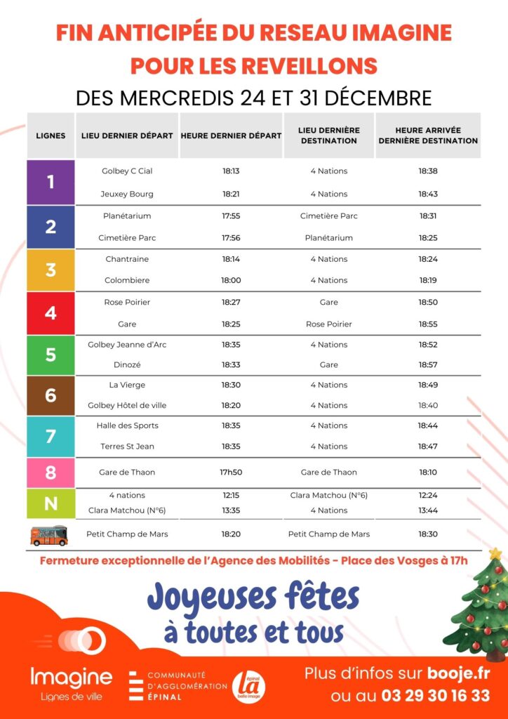 Fin anticipée du réseau Imagine les 24 et 31 décembre 2025